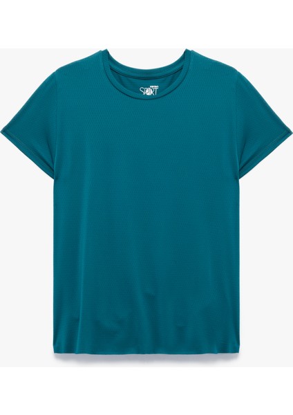 Rahat Kalıp Kısa Kollu Bisiklet Yaka Spor Tişört