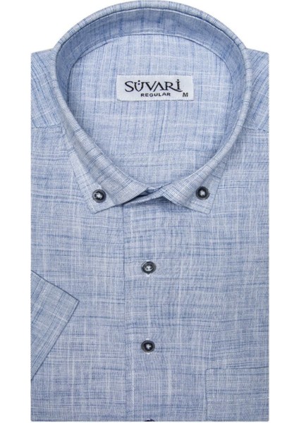 Kısa Kollu Yeşil Erkek Gömlek Bol Kesim Tam Pamuk