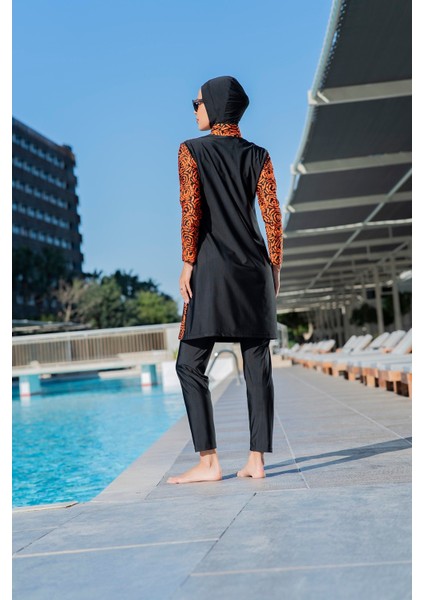 25203-3 Yarım Fermuarlı Büyük Beden Tesettür Mayo fiyatları