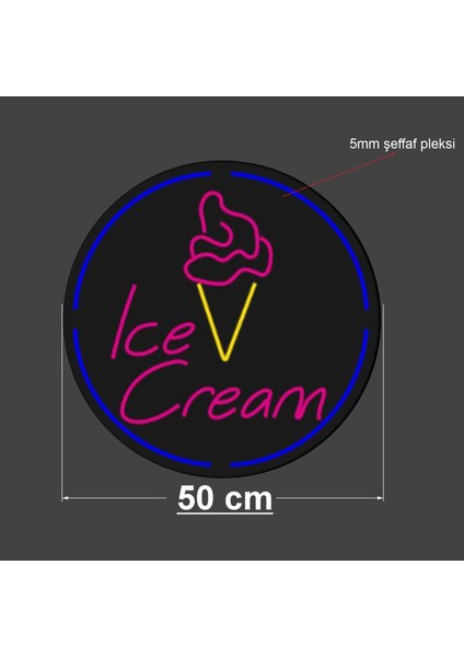 Dondurma Ice Cream Neon LED Tabela