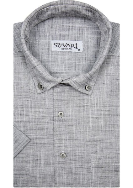 Kısa Kollu Yeşil Erkek Gömlek Bol Kesim Tam Pamuk