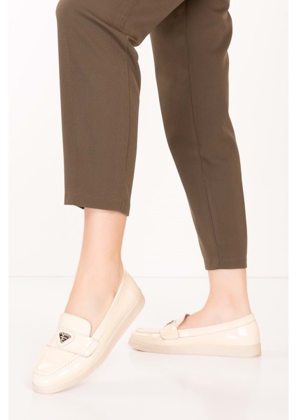 Kadın Hakiki Deri Günlük Şık Loafer ANL.3200 - Bej Rugan - 42 Bej Rugan fiyatları