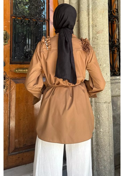 Omuz Büzgülü Incili Tesettür Gömlek Tunik P-00017854 fırsatları