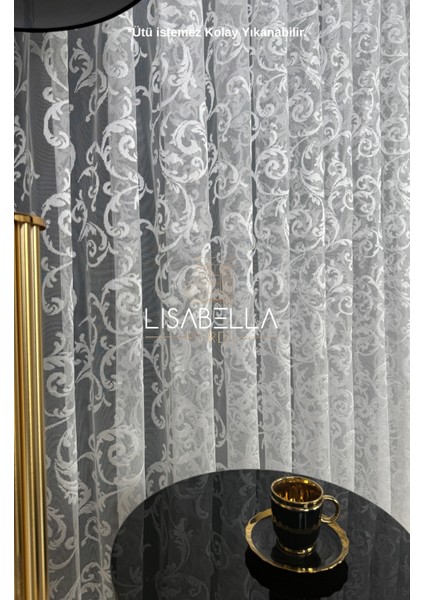 Valeria Dantel Örme Tülle Perde (1x3 Pile Dikişli ) Ütü Istemez.