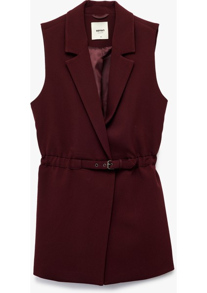 Astarlı Kruvaze Kolsuz Kemerli Uzun Yelek