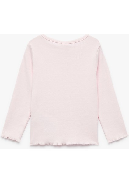 Pamuklu Kaşkorse Bisiklet Yaka Fiyonk Işlemeli Uzun Kollu Tişört fiyatları