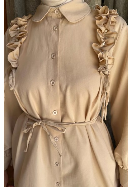 Omuz Büzgülü Incili Tesettür Gömlek Tunik P-00017854 modelleri