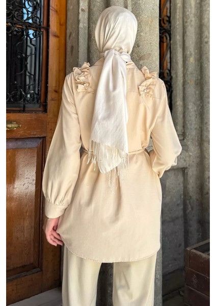 Omuz Büzgülü Incili Tesettür Gömlek Tunik P-00017854 fırsatları