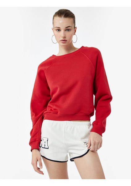 Pamuklu Bisiklet Yaka Şardonlu Sweatshirt fiyatları