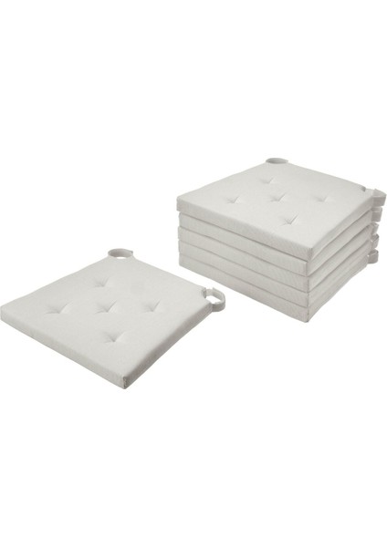 Sandalye Minderi, Ekru, 42/35X40X4 Cm, 6'lı
