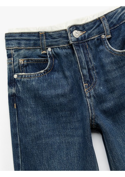 Beli Bağcıklı Pamuklu Geniş Paça Denim Pantolon modelleri