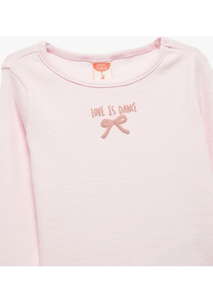 Pamuklu Kaşkorse Bisiklet Yaka Fiyonk Işlemeli Uzun Kollu Tişört modelleri