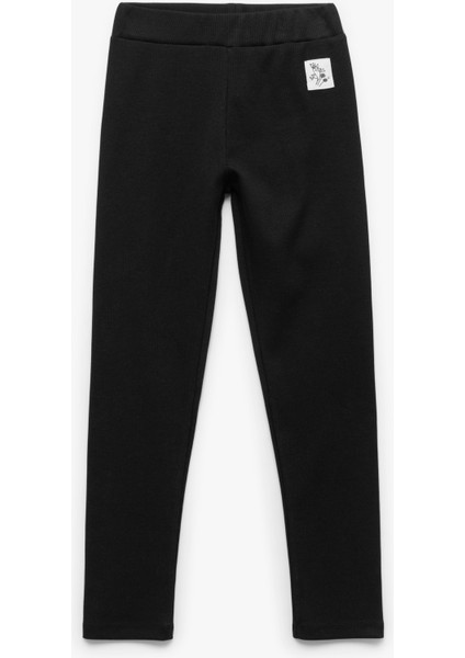 Ribanalı Beli Lastikli Pamuklu Uzun Tayt