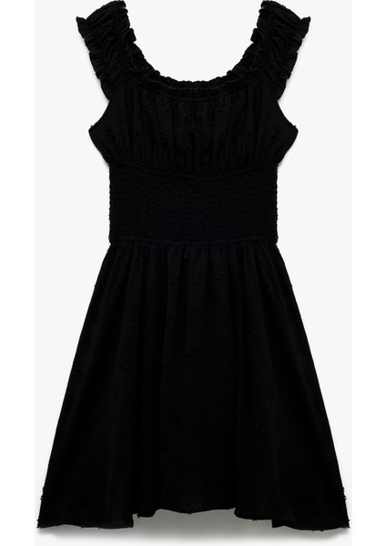 Fırfır Yaka Detaylı Kolsuz Gipeli Poplin Mini Elbise modelleri