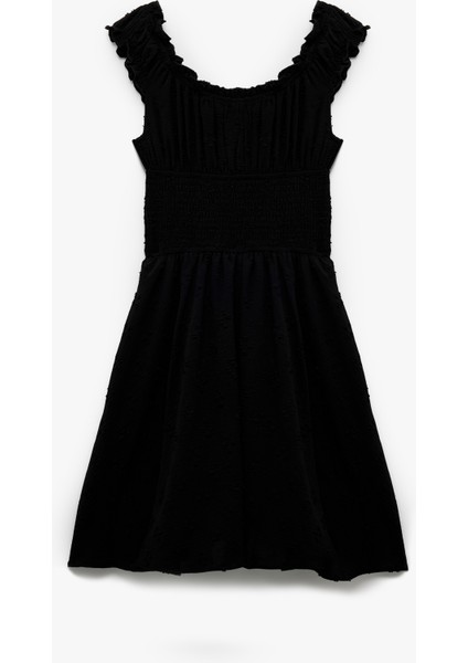 Fırfır Yaka Detaylı Kolsuz Gipeli Poplin Mini Elbise fırsatları