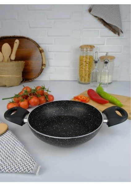 22 cm Yanmaz Yapışmaz Granit Sahan Tava – Çift Kulplu Siyah fiyatları
