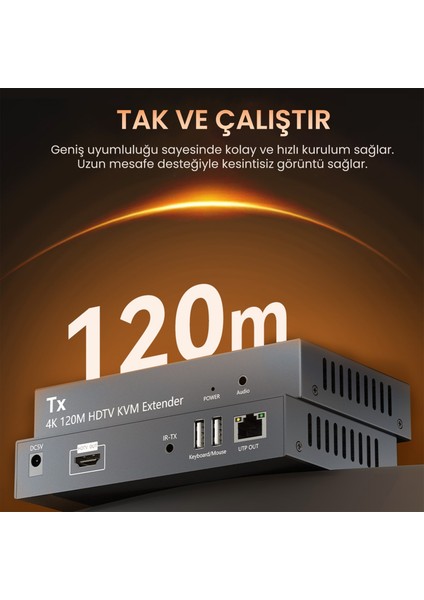 4K 30Hz HDMI Kvm Extender 120 Metre CAT5E/6 HDMI Menzil Genişletici Uzatıcı modelleri