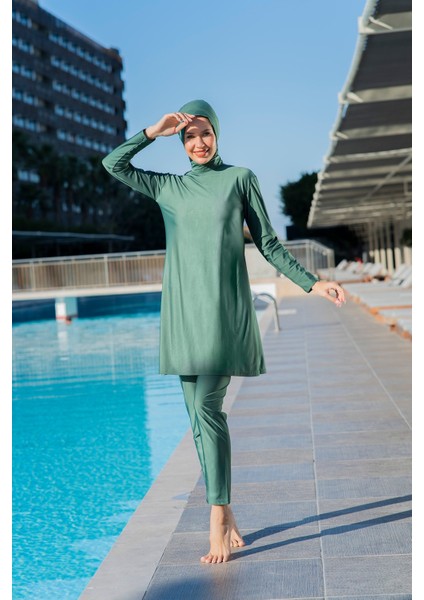 25209-1 Balıkçı Yaka Lycra ( Su Itici ve Çabuk Kuruyan ) Kumaş Tesettür Mayo fiyatları