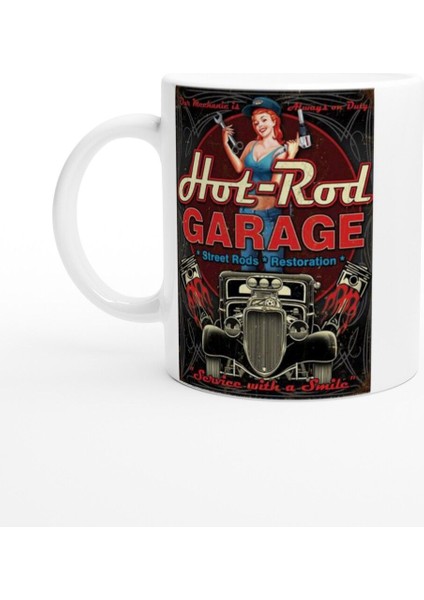Hot-Rod Mekanik Temalı Retro Kupa Bardak