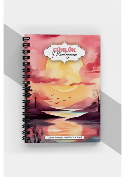 Gün Batımı Günlük Planlayıcı - 90 Sayfa - Tarihsiz Ajanda (A5) Süresiz Planlama Defteri