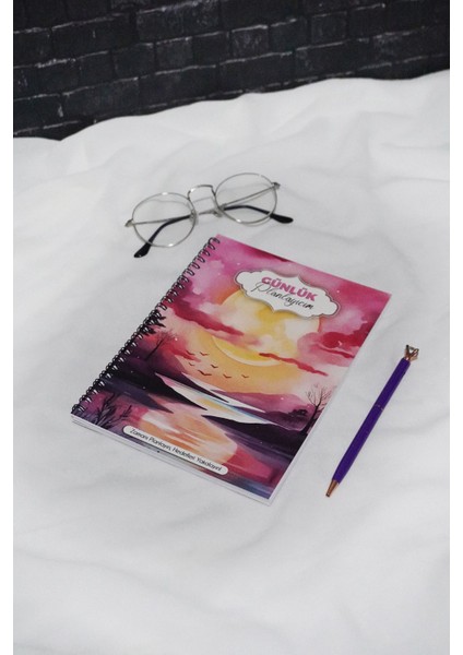 Gün Batımı Günlük Planlayıcı - 90 Sayfa - Tarihsiz Ajanda (A5) Süresiz Planlama Defteri modelleri