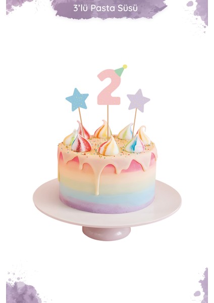 Makaron Temalı 2 Yaş Minimal Doğum Günü Parti Seti (Kelebek Banner Unicorn Doğum Günü Konsepti) fırsatları