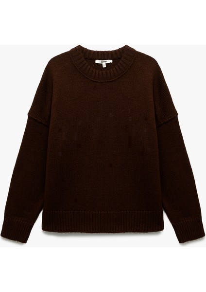 Uzun Kollu Bisiklet Yaka Triko Oversize Kazak