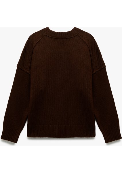 Uzun Kollu Bisiklet Yaka Triko Oversize Kazak fiyatları