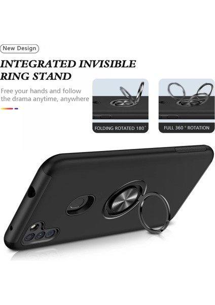 Samsung Galaxy A11 Kılıf Elit Yüzüklü Kapak - Siyah Arbkd modelleri