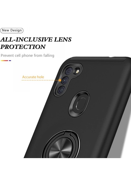 Samsung Galaxy A11 Kılıf Elit Yüzüklü Kapak - Siyah Arbkd fırsatları