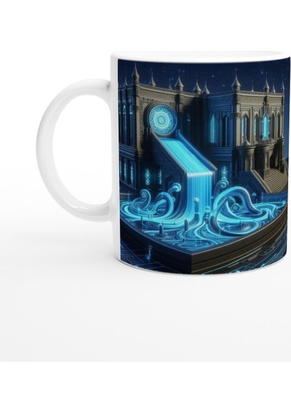 Kova Burcu Baskılı Kahve Kupası - Burçlar Krallığı Şatosu Vs2