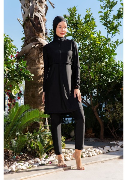 25204-1 Crop Model Lycra Kumaş Tesettür Mayo