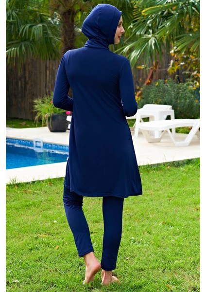 2429-2 Büyük Beden Desenli Fermuarlı Lycra Kumaş Tesettür Mayo fiyatları