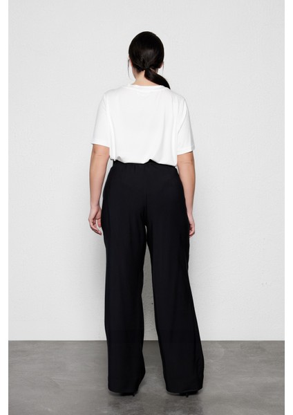 Hanıa Büyük Beden Geniş Paça Pantolon Siyah indirimleri