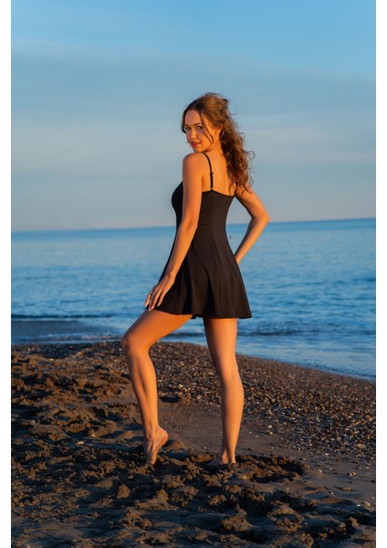 25158-6 Çiçek Desenli Kemerli Lycra Kumaş Elbise Mayo fiyatları