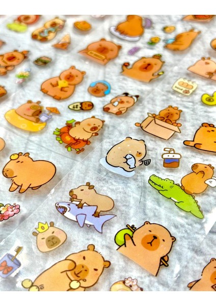4 Bölmeli 100 Yaprak Capybara Desenli Şeffat Pet Sticker Su Geçirmez Sevimli Dostlar ile Yolculuk fiyatları