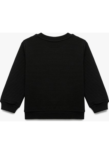 Uzun Kollu Bisiklet Yaka Dokulu Pamuklu Sweatshirt fiyatları