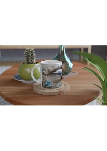 Buz Mavisi Çiçeklerle Yunus Desenli Su Altı Temalı Kupa Bardak fırsatları