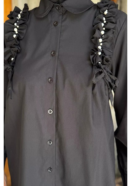 Omuz Büzgülü Incili Tesettür Gömlek Tunik P-00017854 modelleri