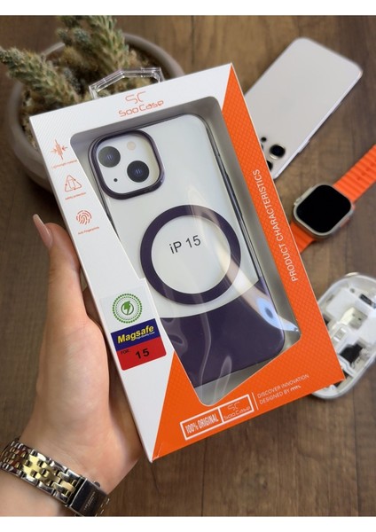 iPhone 15 Magsafe Uyumlu Mika Sararmaz Kılıf SOOCASE720 indirimleri