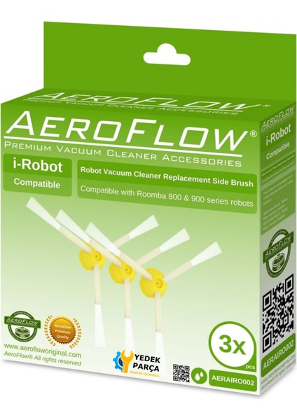 Aeroflow Irobot Uyumlu Roombaa 600 Serisi Süpürge Yan Fırça 3'lü Paket