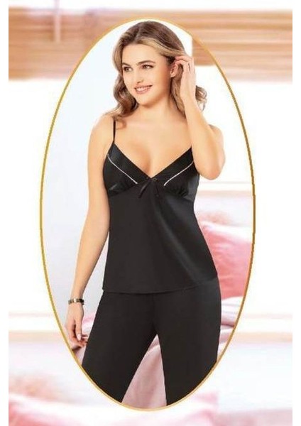 5015 Kadın Sıyah Penye Sabahlıklı 3 Lü Pijama Takım fiyatları