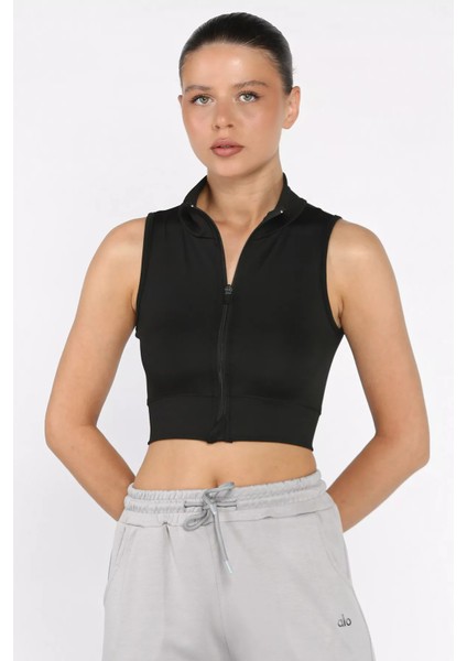 Kadın Ön Fermuarlı Likralı Crop Top Bluz P-00017761 fiyatları