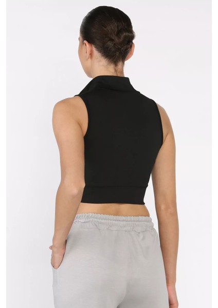 Kadın Ön Fermuarlı Likralı Crop Top Bluz P-00017761 modelleri