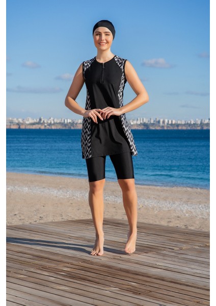 25225-2 Cuplu 0 Kol Yarı Tesettür Mayo modelleri