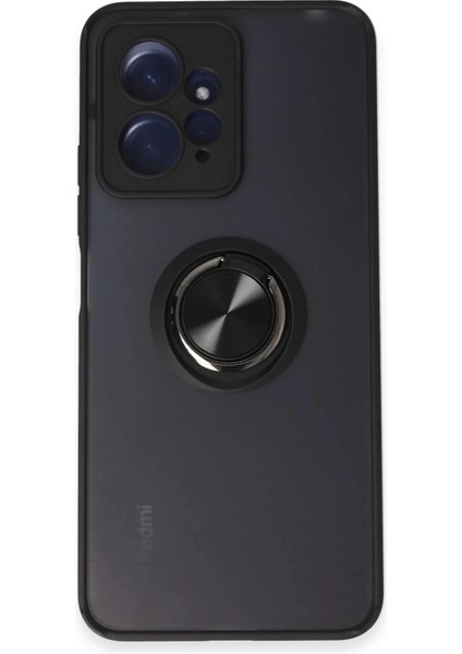 Xiaomi Redmi Note 12 4g Kılıf Montreal Yüzüklü Silikon Kapak - Siyah