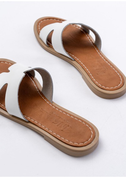 169-6100 Beyaz Ortopedik Hakiki Deri Kadın Terlik indirimleri