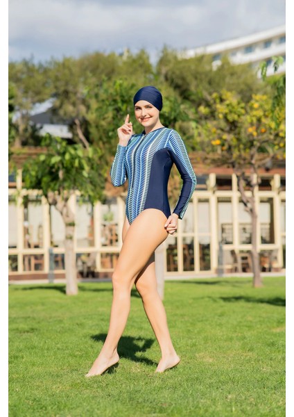 25212-1 3'lü Takım Yüzücü Model Lycra Kumaş Tesettür Mayo modelleri