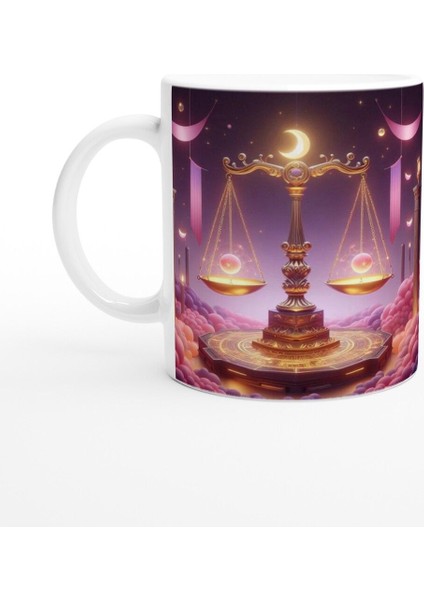 Terazi Burcu Baskılı Kahve Kupası - Burçlar Krallığı Şatosu Vs2