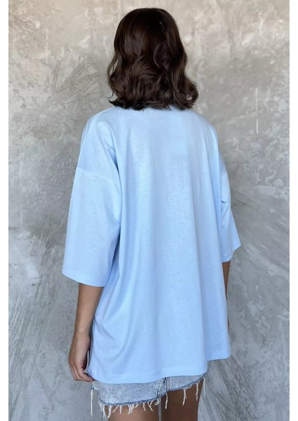 Yan Çıtçıtlı Oversize Tişört ( S-M-L-Xl Uyumludur) P-00010234 modelleri